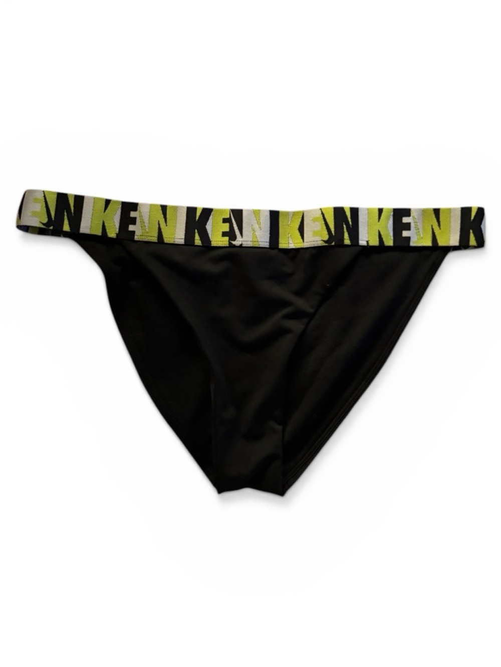 Nike Icon Logo Tape Banded Cheeky Bikini bottoms black chartreuse M NEW - Picture 5 of 6